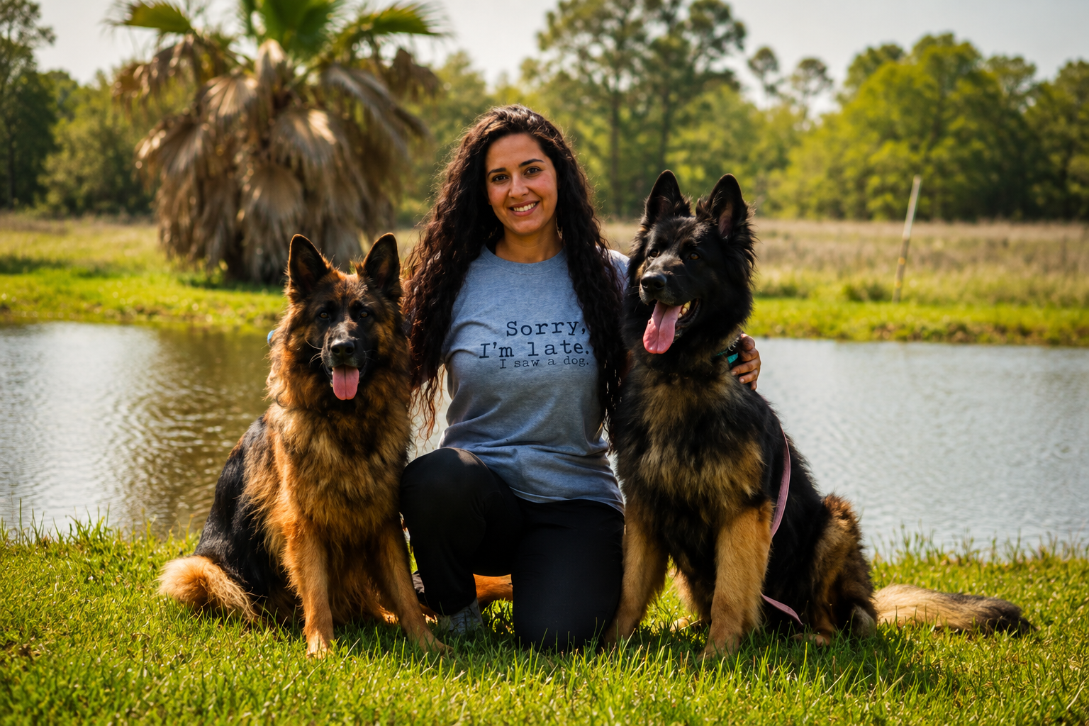 Serenity K9s trainer with German Shepherds
